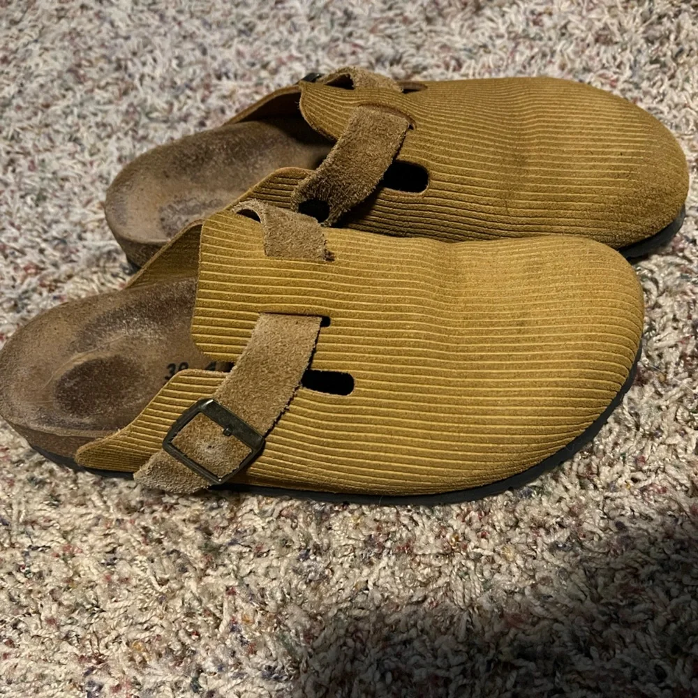 Birkenstock Boston Clog in brown tan corduroy suede 39N - Picture 1 of 4